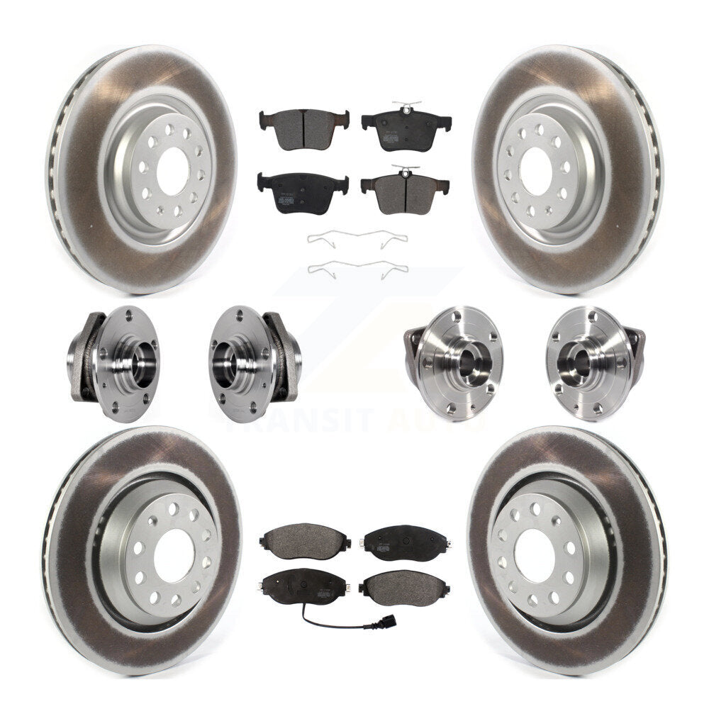 Hub Bearing Coat Brake Rotor Pads Front Rear Kit (10Pc) For Volkswagen Golf R S3