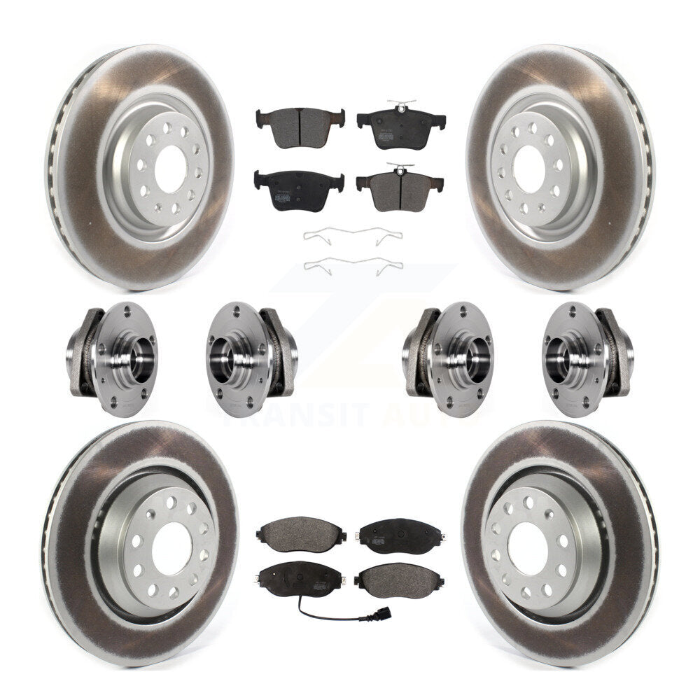 Hub Bearings Coated Disc Brake Rotors And Pads Front Rear Kit (10Pc) For Audi S3