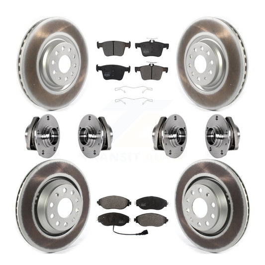 Hub Bearings Coated Disc Brake Rotors And Pads Front Rear Kit (10Pc) For Audi S3