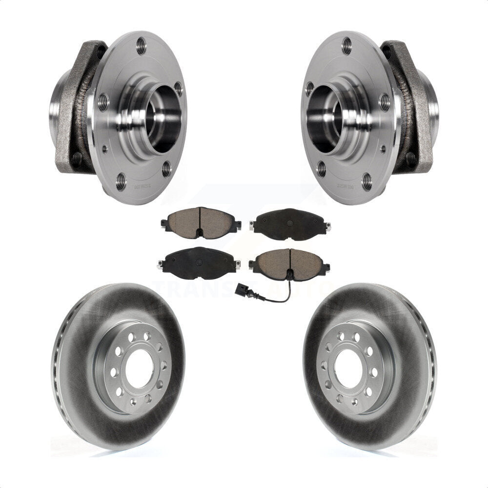 Hub Bearing Assembly Coated Disc Brake Rotor Pad Front Kit For 2016 Audi A3 2.0L