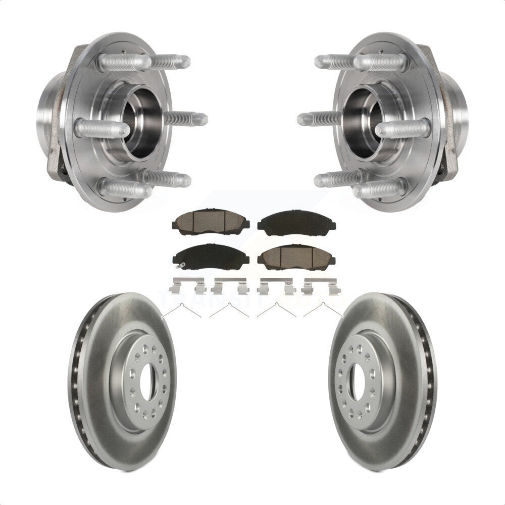 Hub Bearing Coated Brake Rotor & Pad Front Kit For Chevrolet Traverse GMC Acadia