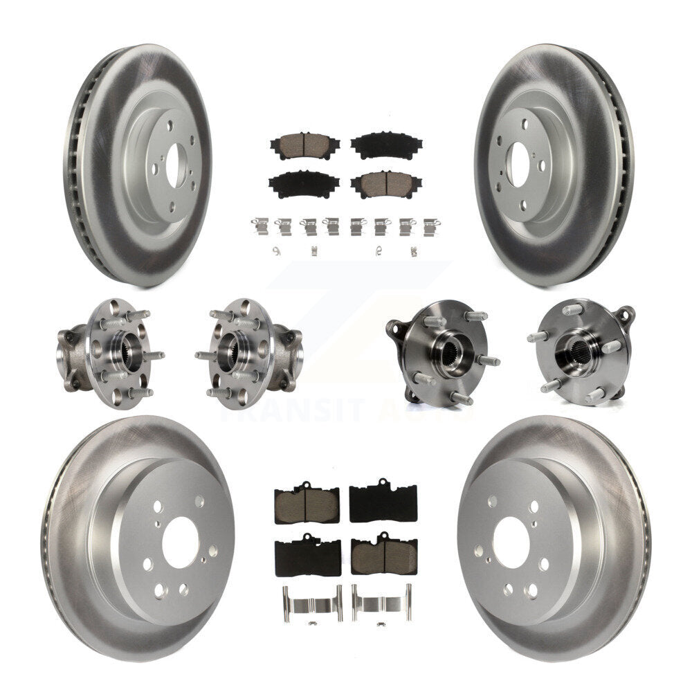 Hub Bearing Coated Brake Rotor & Pad Front Rear Kit (10Pc) For Lexus IS300 IS350