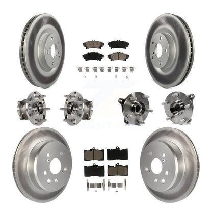 Hub Bearing Coated Brake Rotor & Pad Front Rear Kit (10Pc) For Lexus IS300 IS350