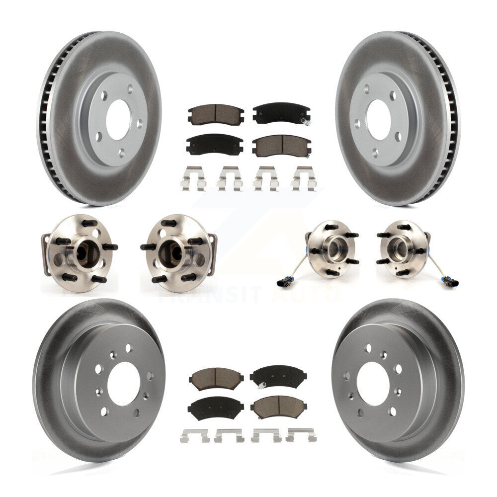 Hub Bearing Coated Brake Rotor & Pads Front Rear Kit (10Pc) For Chevrolet Impala