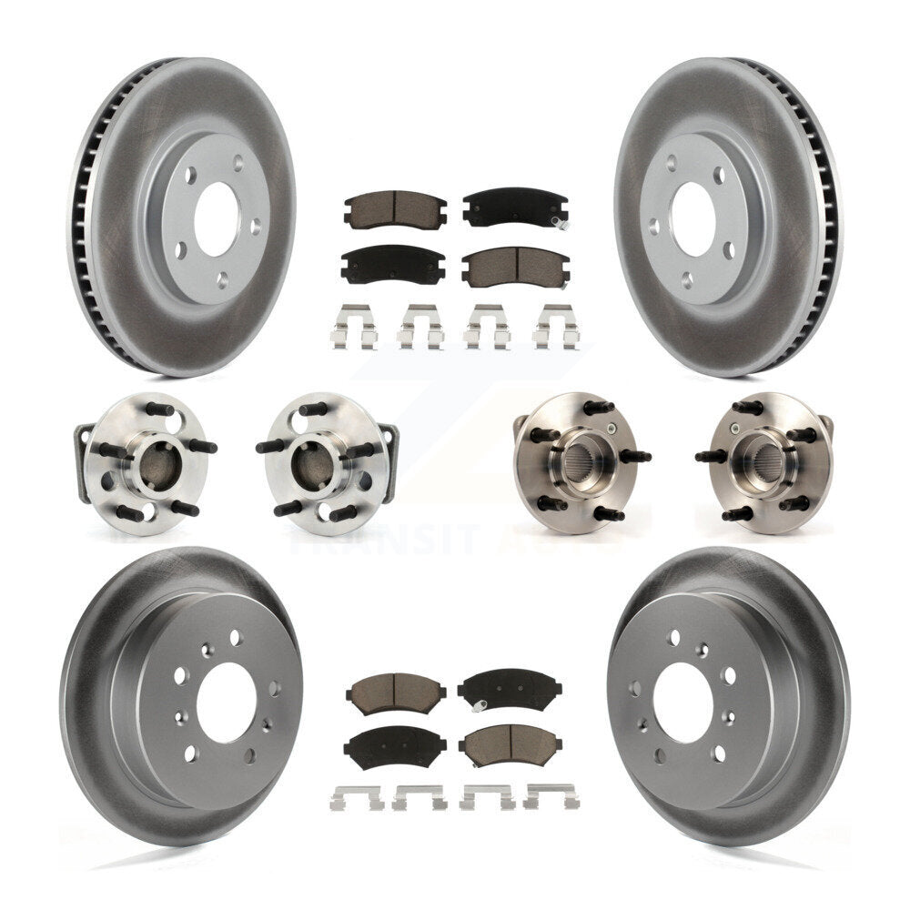 Hub Bearing Coated Brake Rotor & Pads Front Rear Kit (10Pc) For Chevrolet Impala