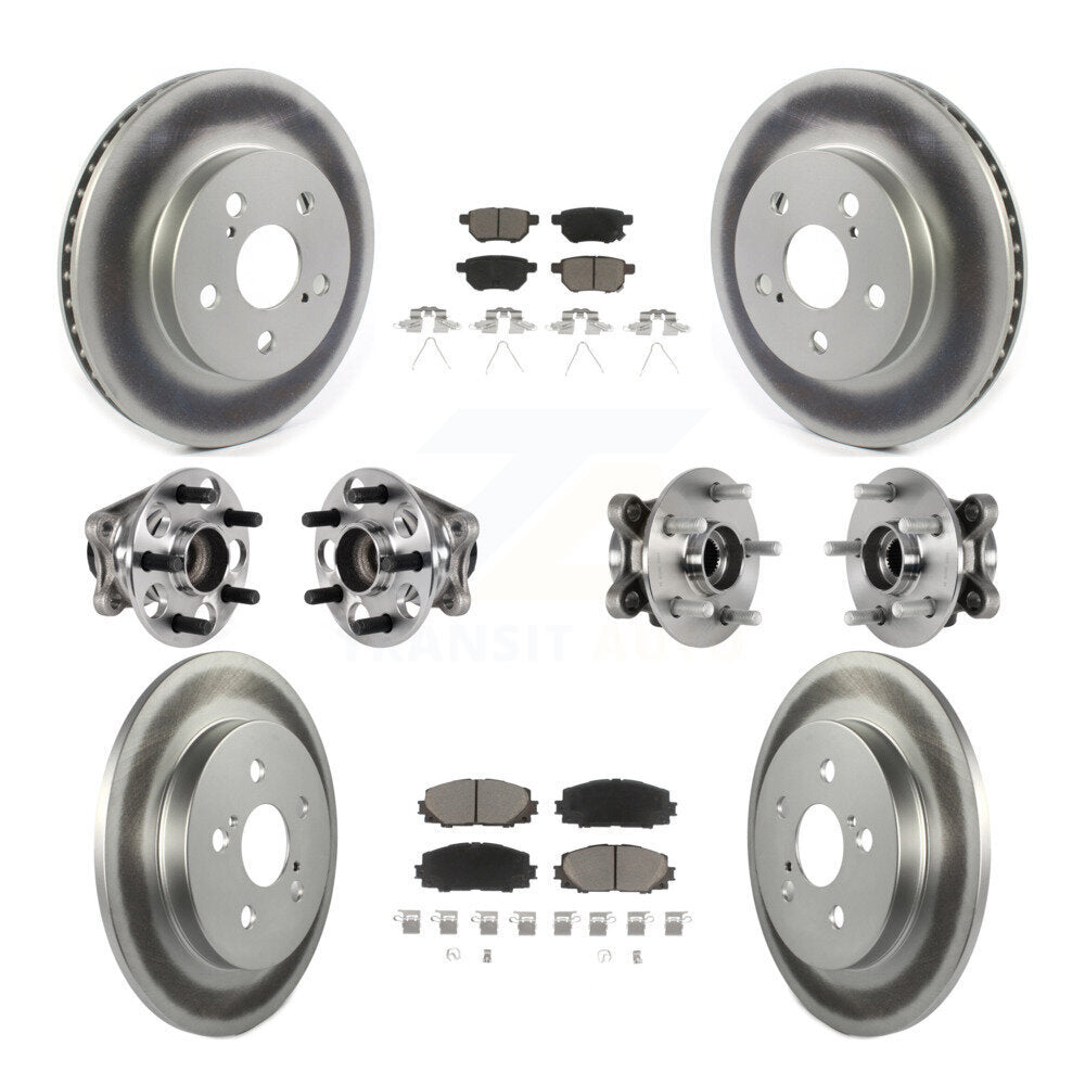 Hub Bearing Coated Brake Rotor Pads Front Rear Kit (10Pc) For Toyota Prius Prime
