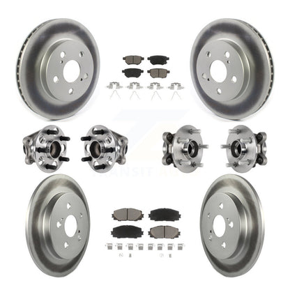Hub Bearing Coated Brake Rotor Pads Front Rear Kit (10Pc) For Toyota Prius Prime