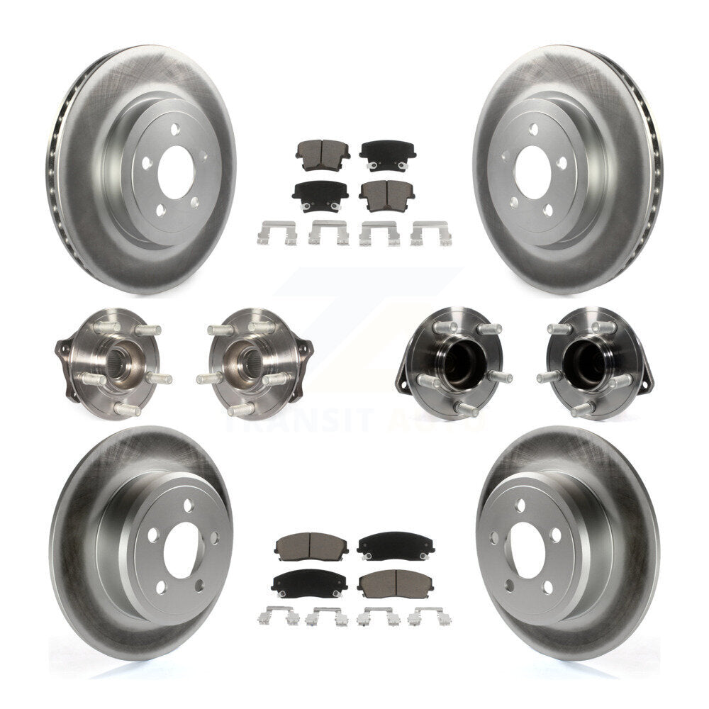 Hub Bearing Coated Disc Brake Rotor Pads Front Rear Kit (10Pc) For Dodge Charger