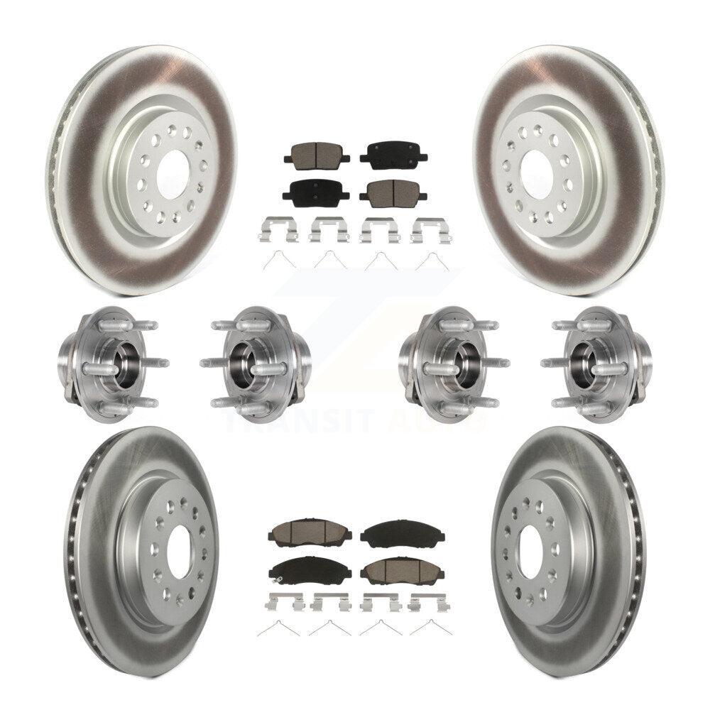 Hub Bearing Coated Brake Rotor Pads Front Rear Kit (10Pc) For Cadillac XT5 Buick