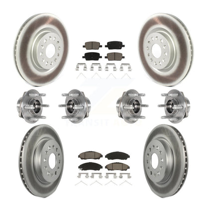 Hub Bearing Coated Brake Rotor Pads Front Rear Kit (10Pc) For Cadillac XT5 Buick