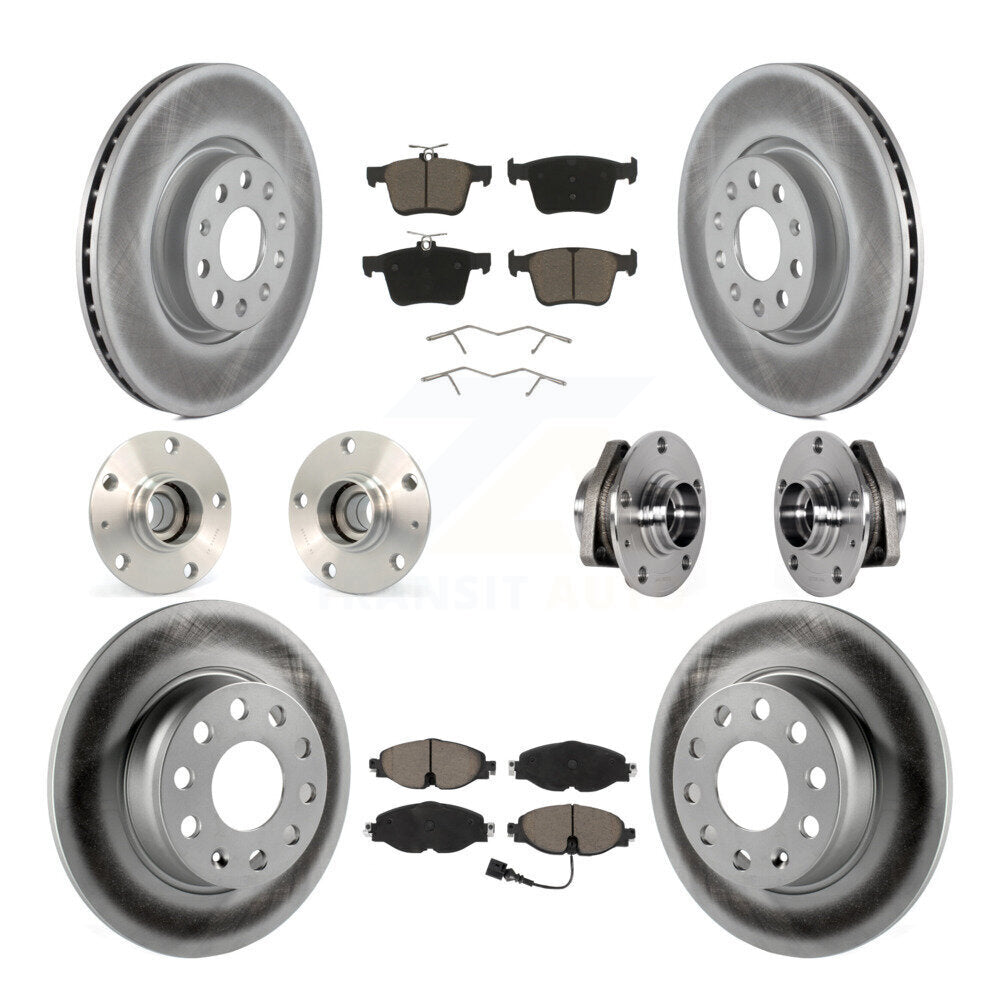 Hub Bearing Coated Brake Rotor & Pad Front Rear Kit (10Pc) For Audi A3 Sportback