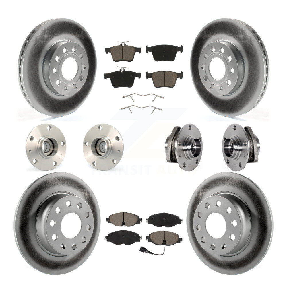 Hub Bearing Coated Brake Rotor & Pad Front Rear Kit (10Pc) For 2016 Audi A3 2.0L