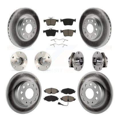 Hub Bearing Coated Brake Rotor & Pad Front Rear Kit (10Pc) For 2016 Audi A3 2.0L