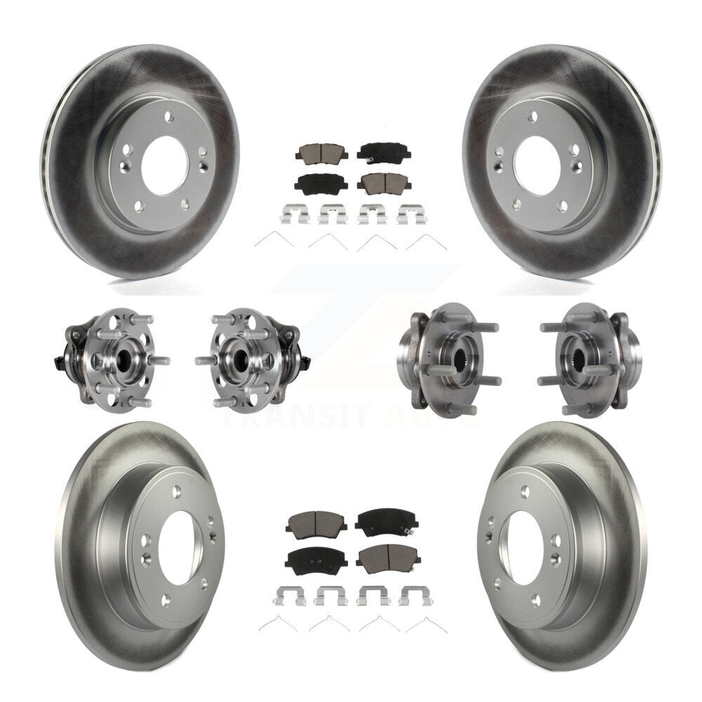 Hub Bearing Coat Brake Rotor Pads Front Rear Kit (10Pc) For Hyundai Elantra 2.0L