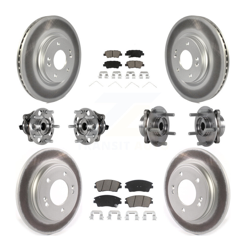 Hub Bearing Coat Brake Rotor Pads Front Rear Kit (10Pc) For Hyundai Elantra 1.6L