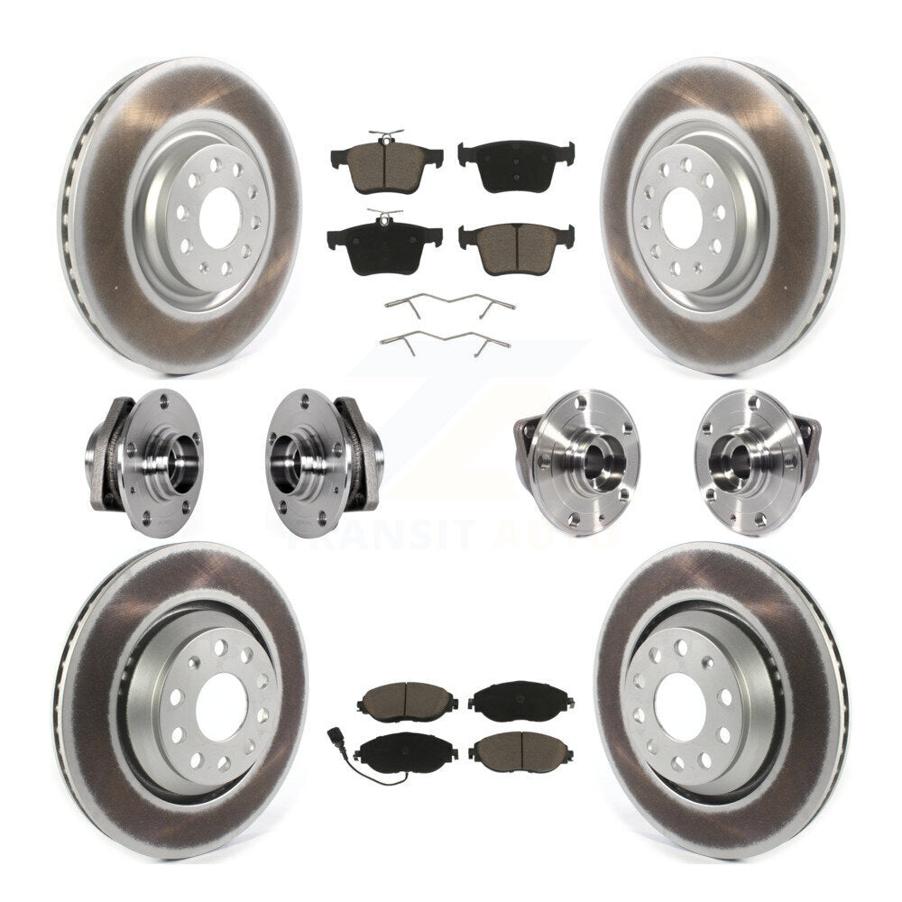 Hub Bearing Coat Brake Rotor Pads Front Rear Kit (10Pc) For Volkswagen Golf R S3