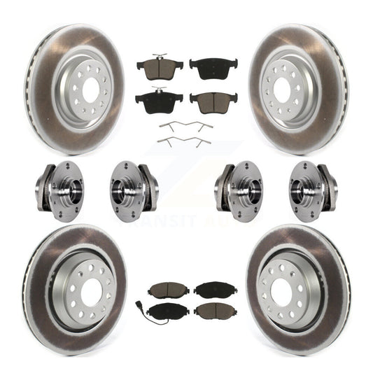 Hub Bearings Coated Disc Brake Rotors And Pads Front Rear Kit (10Pc) For Audi S3