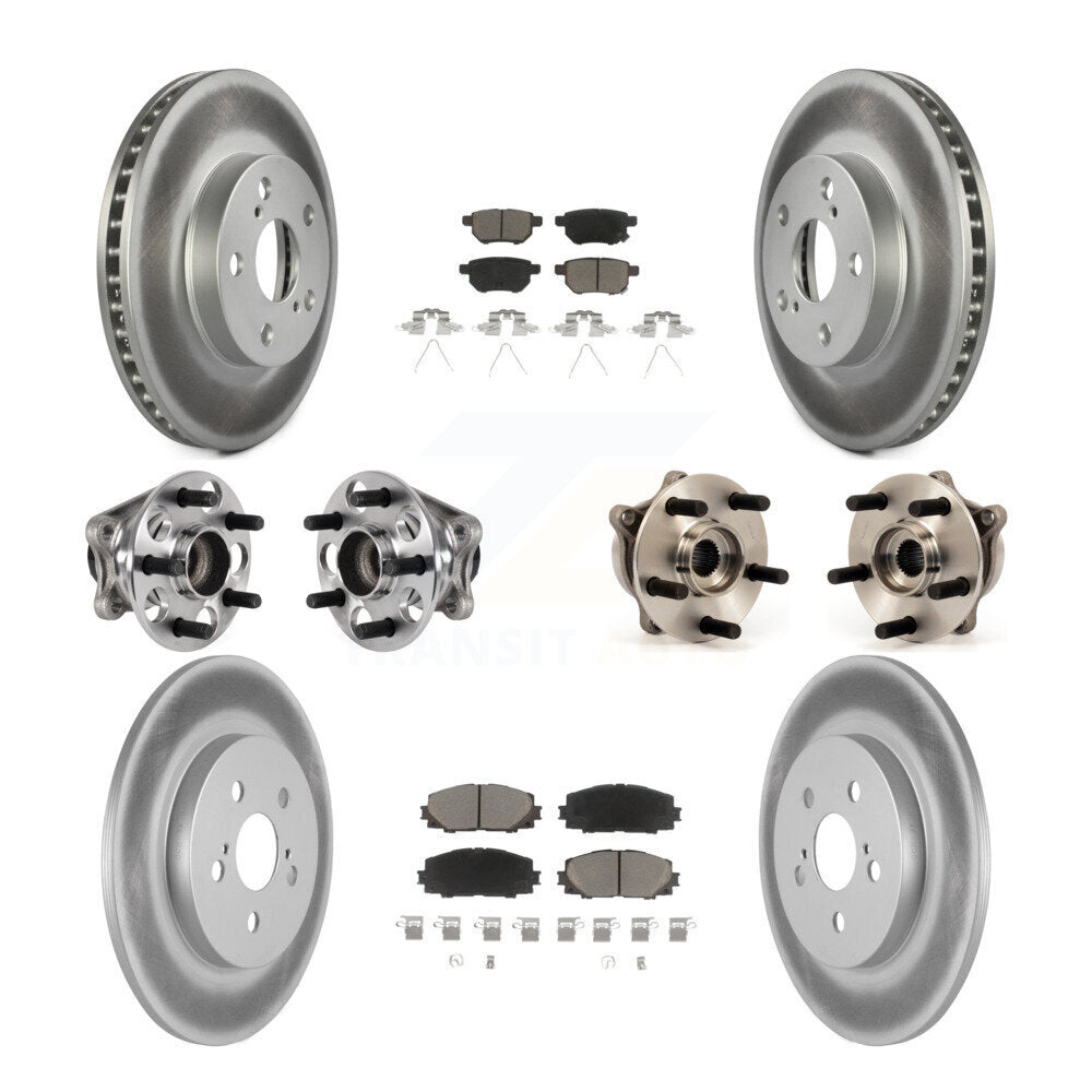 Hub Bearing Coated Disc Brake Rotor & Pad Front Rear Kit (10Pc) For Lexus CT200h