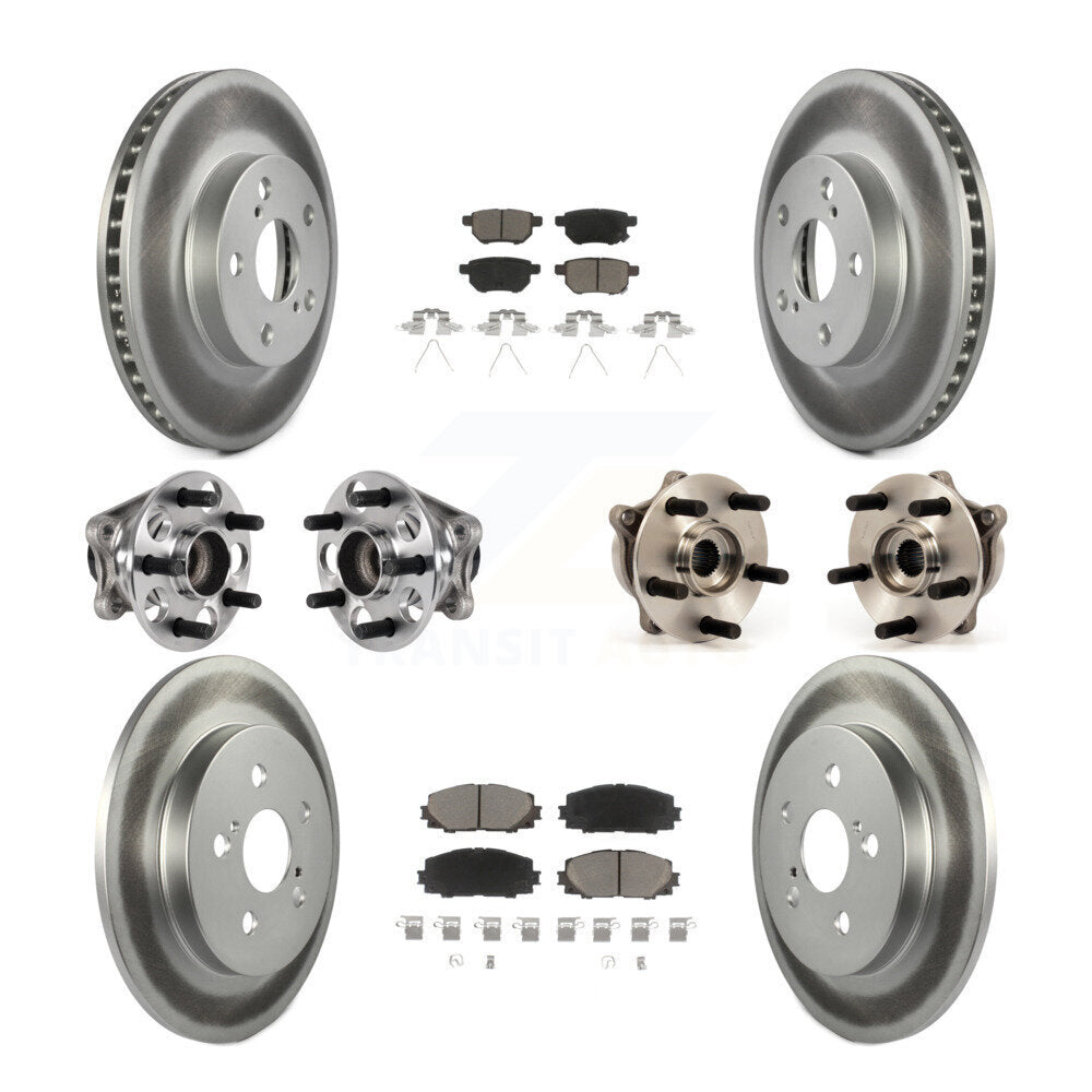 Hub Bearing Coated Disc Brake Rotor & Pad Front Rear Kit (10Pc) For Lexus CT200h