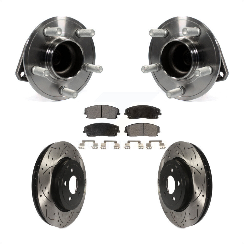 Hub Bearing Drill Slot Brake Rotor Pad Front Kit For Dodge Charger RWD with 3.6L