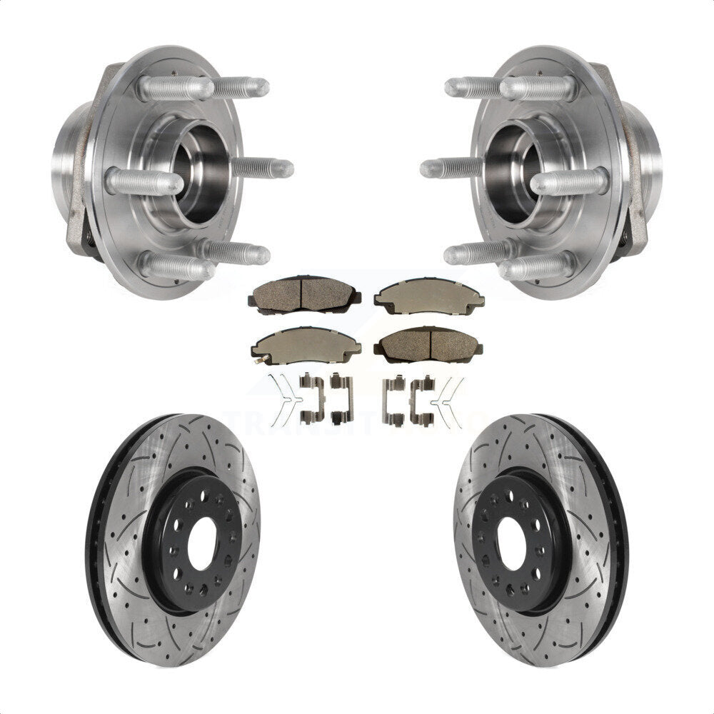 Hub Bearing Coat Drill Slot Brake Rotor Pad Front Kit For Chevrolet Traverse GMC