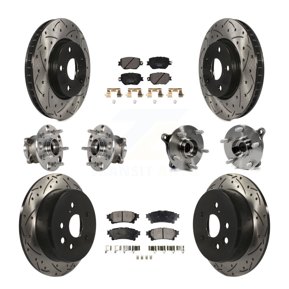 Hub Bearing Coated Disc Brake Rotor & Pads Front Rear Kit (10Pc) For Lexus IS250