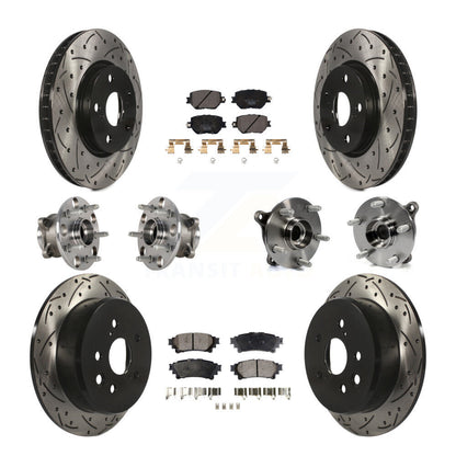 Hub Bearing Coated Disc Brake Rotor & Pads Front Rear Kit (10Pc) For Lexus IS250
