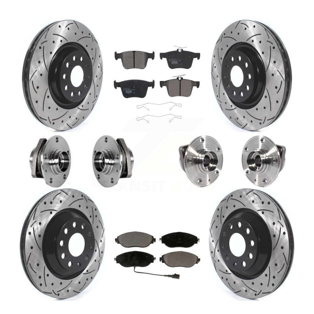 Hub Bearing Coat Brake Rotor Pads Front Rear Kit (10Pc) For Volkswagen Golf R S3