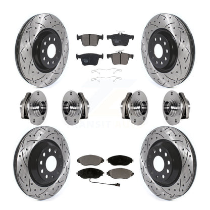 Hub Bearings Coated Disc Brake Rotors And Pads Front Rear Kit (10Pc) For Audi S3