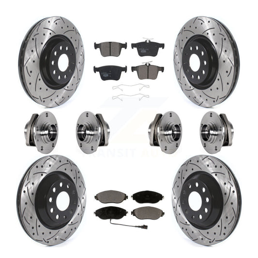 Hub Bearings Coated Disc Brake Rotors And Pads Front Rear Kit (10Pc) For Audi S3