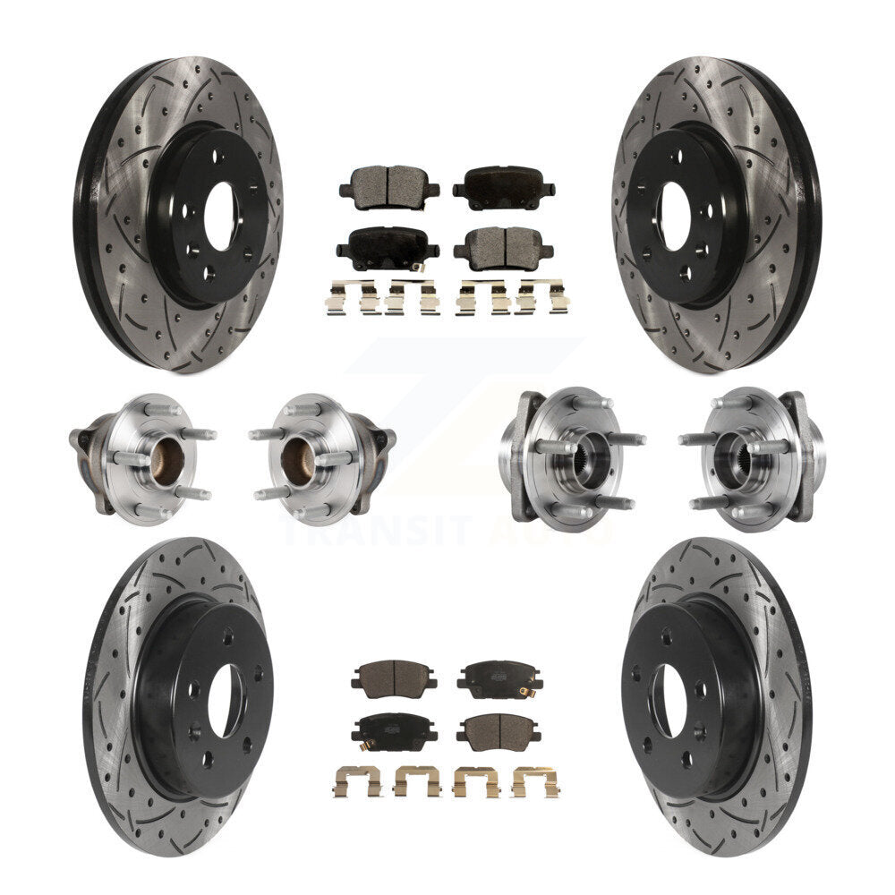 Hub Bearing Coat Brake Rotor Pads Front Rear Kit (10Pc) For Chevrolet Cruze Volt