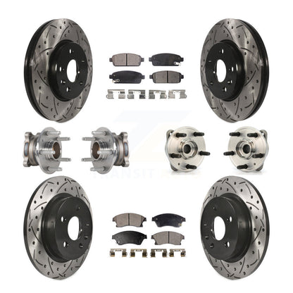 Hub Bearing Coated Brake Rotor And Pad Front Rear Kit (10Pc) For Chevrolet Cruze