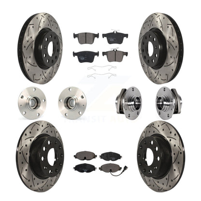 Hub Bearing Coated Brake Rotor & Pad Front Rear Kit (10Pc) For Audi A3 Sportback
