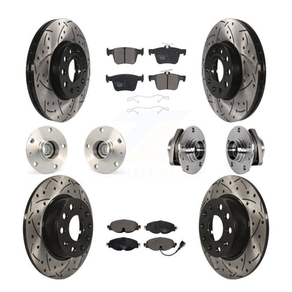 Hub Bearing Coated Brake Rotor & Pad Front Rear Kit (10Pc) For 2016 Audi A3 2.0L