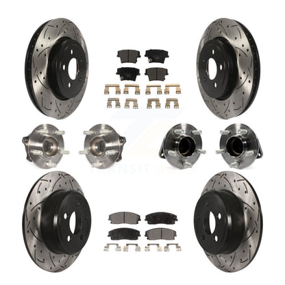 Hub Bearing Coated Disc Brake Rotor Pads Front Rear Kit (10Pc) For Dodge Charger