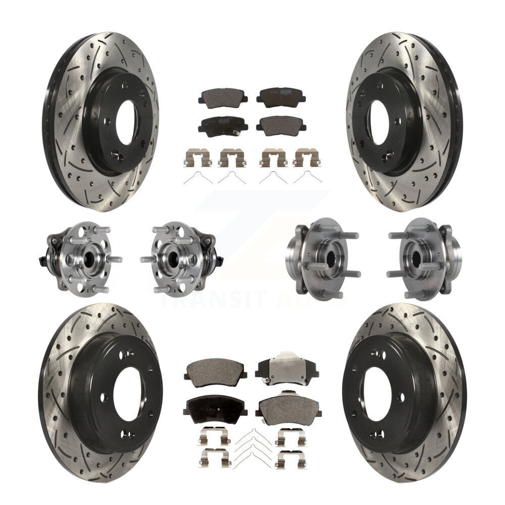 Hub Bearing Coat Brake Rotor Pads Front Rear Kit (10Pc) For Hyundai Elantra 2.0L