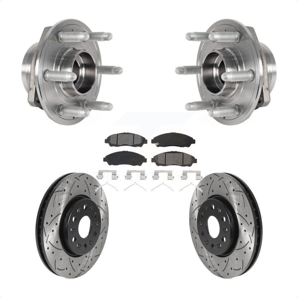 Hub Bearing Coat Drill Slot Brake Rotor Pad Front Kit For Chevrolet Traverse GMC