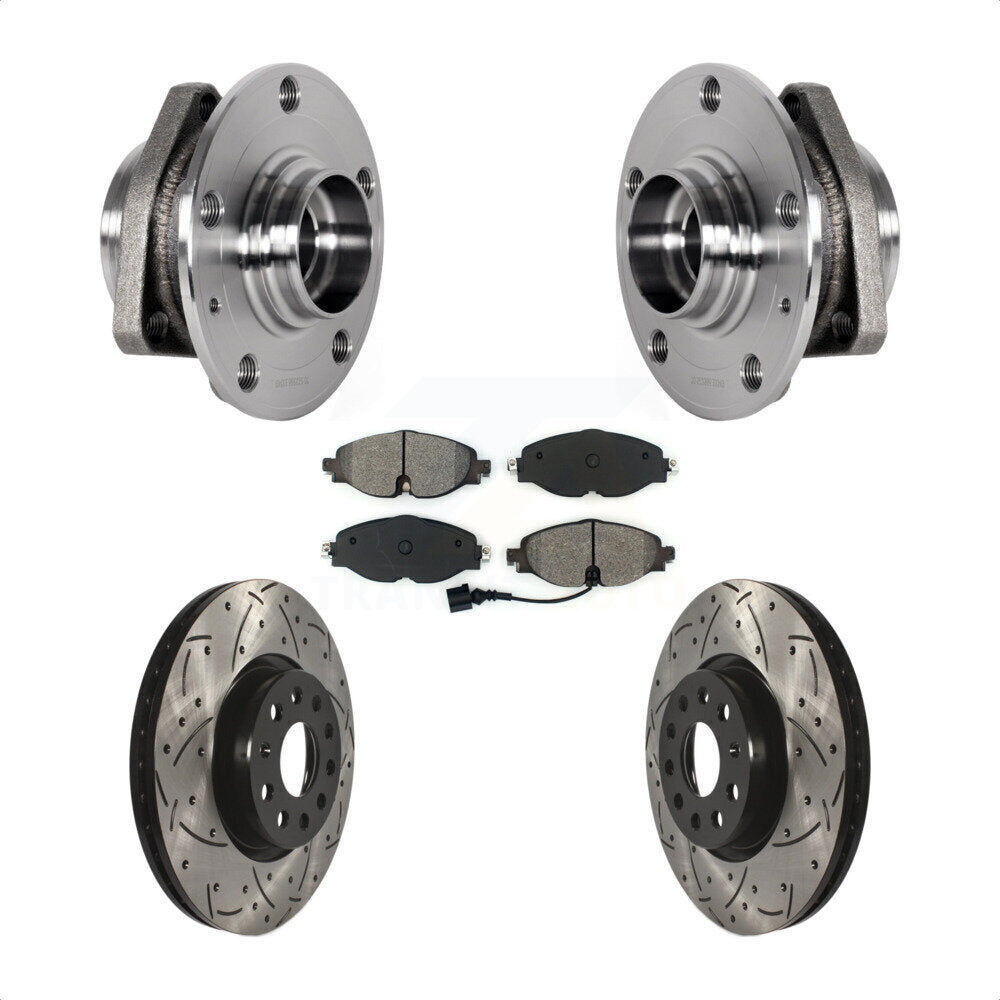 Hub Bearing Drilled Slot Brake Rotor Pads Front Kit For Audi A3 Sportback e-tron