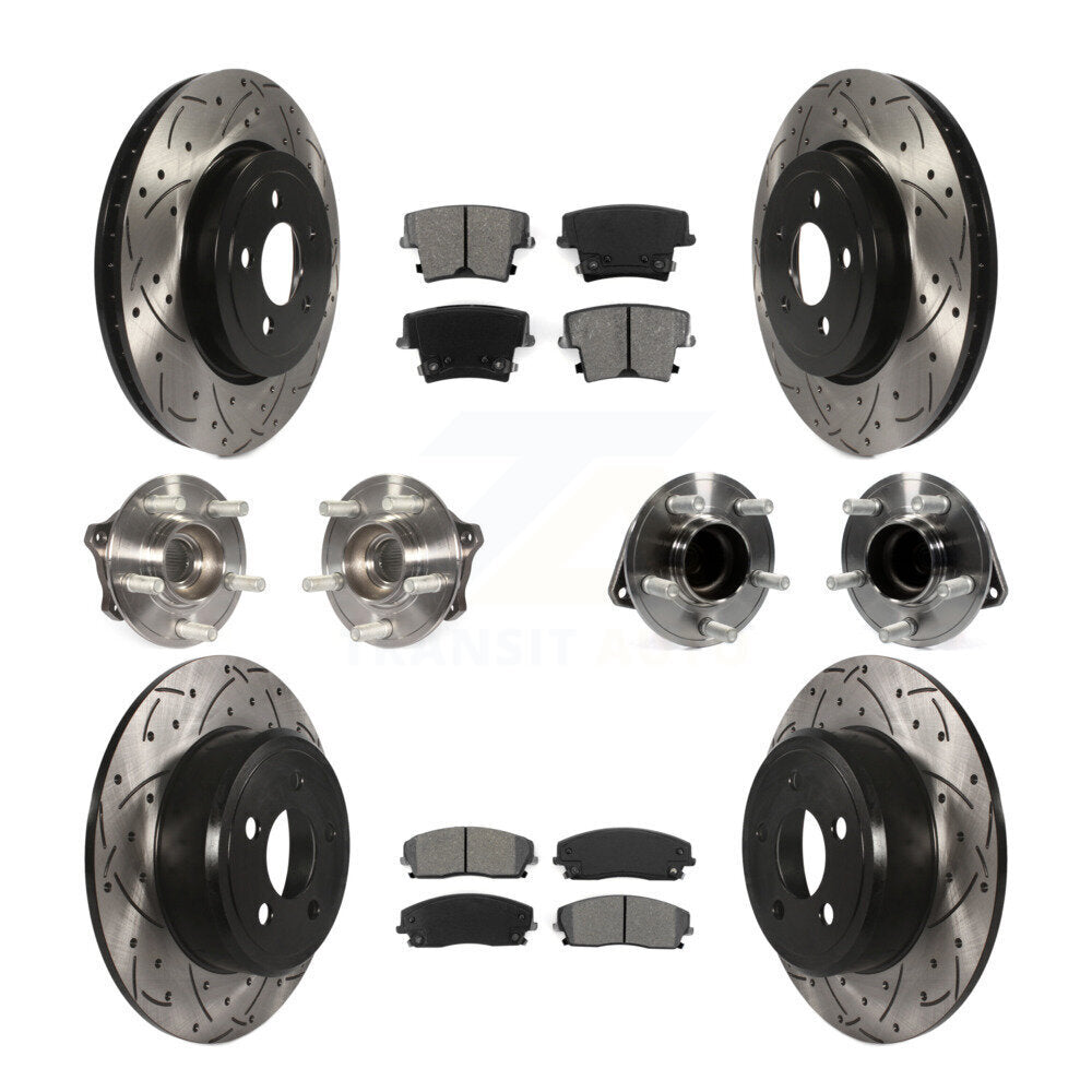 Hub Bearing Coated Disc Brake Rotor Pads Front Rear Kit (10Pc) For Dodge Charger