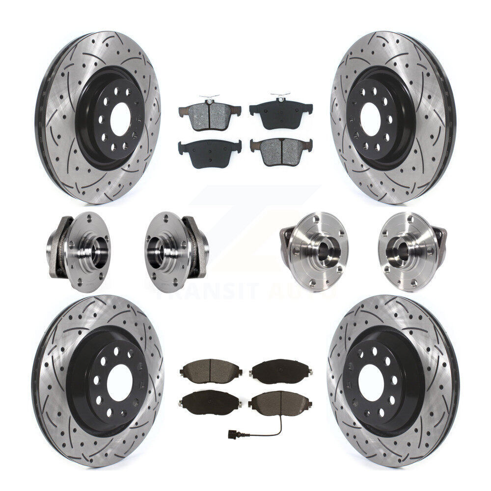 Hub Bearing Coat Brake Rotor Pads Front Rear Kit (10Pc) For Volkswagen Golf R S3