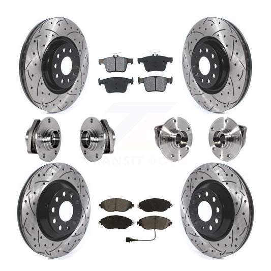 Hub Bearing Coat Brake Rotor Pads Front Rear Kit (10Pc) For Volkswagen Golf R S3