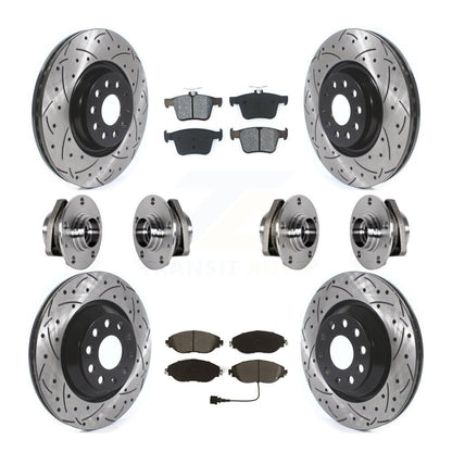 Hub Bearings Coated Disc Brake Rotors And Pads Front Rear Kit (10Pc) For Audi S3