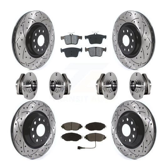 Hub Bearings Coated Disc Brake Rotors And Pads Front Rear Kit (10Pc) For Audi S3