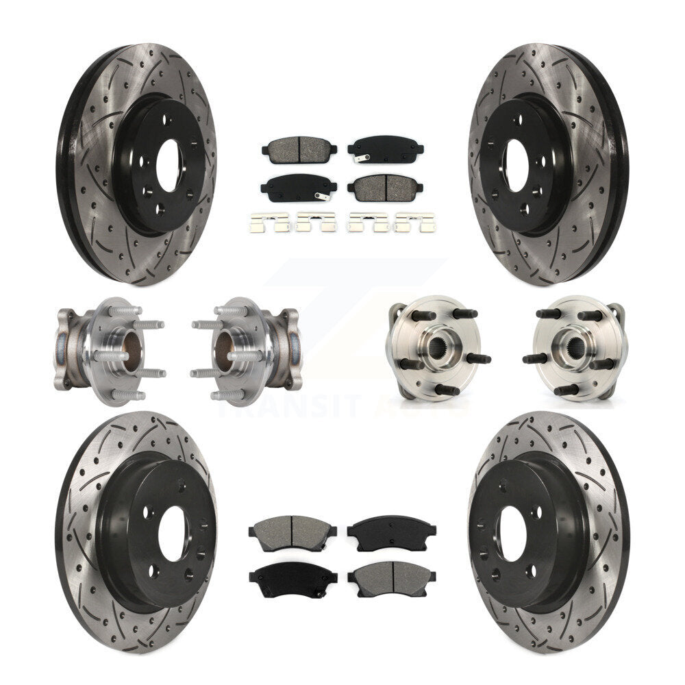 Hub Bearing Coated Brake Rotor And Pad Front Rear Kit (10Pc) For Chevrolet Cruze