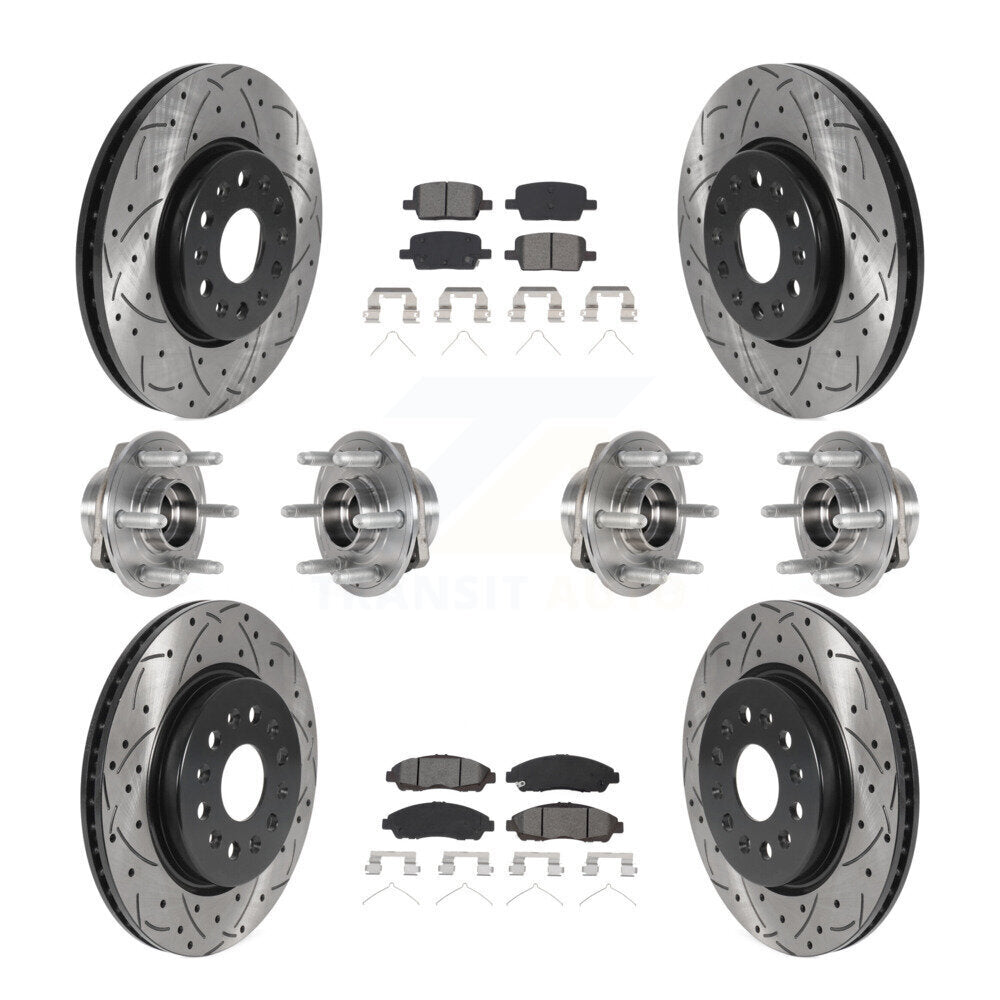 Hub Bearing Coated Brake Rotor Pads Front Rear Kit (10Pc) For Chevrolet Traverse