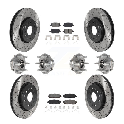 Hub Bearing Coated Brake Rotor Pads Front Rear Kit (10Pc) For Chevrolet Traverse
