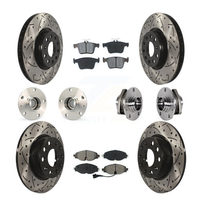 Hub Bearing Coated Brake Rotor & Pad Front Rear Kit (10Pc) For Audi A3 Sportback