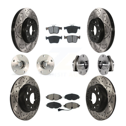 Hub Bearing Coated Brake Rotor & Pad Front Rear Kit (10Pc) For 2016 Audi A3 2.0L