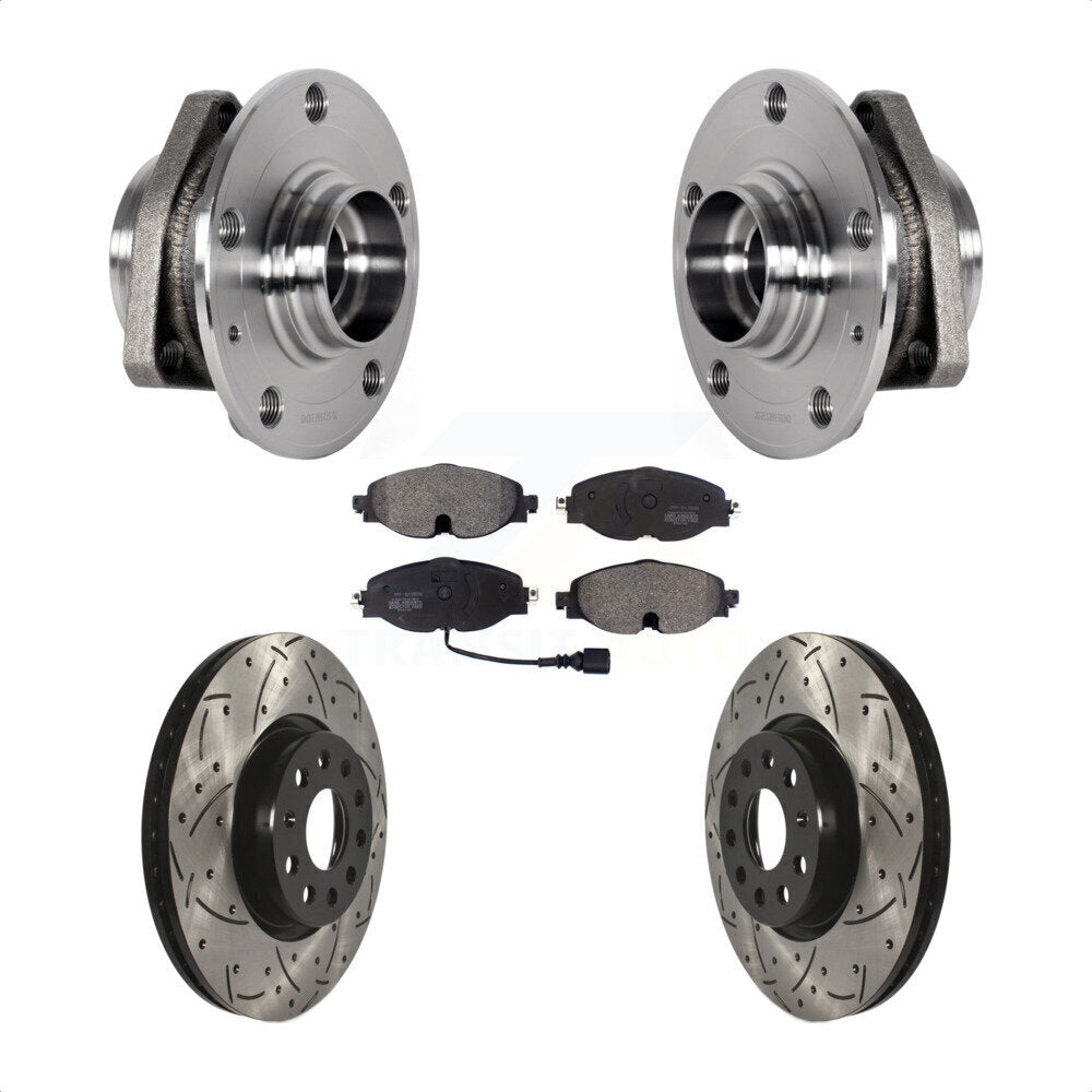 Hub Bearing Drilled Slot Brake Rotor Pads Front Kit For Audi A3 Sportback e-tron