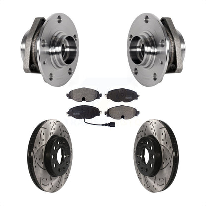 Hub Bearing Assembly Drill Slot Brake Rotor Pads Front Kit For 2016 Audi A3 2.0L
